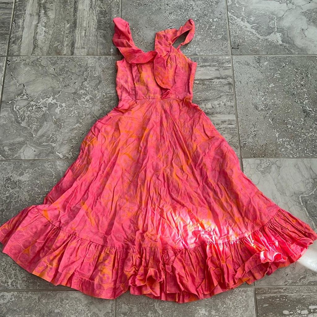Sika V-Neck Cybil Tiered Fit & Flare Dress, Pink Size 6 Retail $295 EXCELLENT!