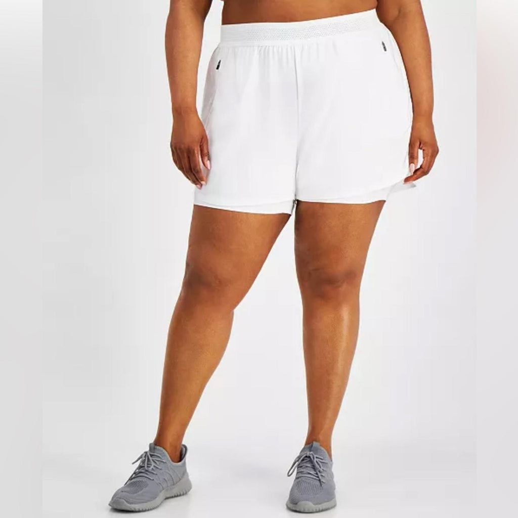ID Ideology 3-In-1 Running Shorts in White, NWT, Plus Size 2X