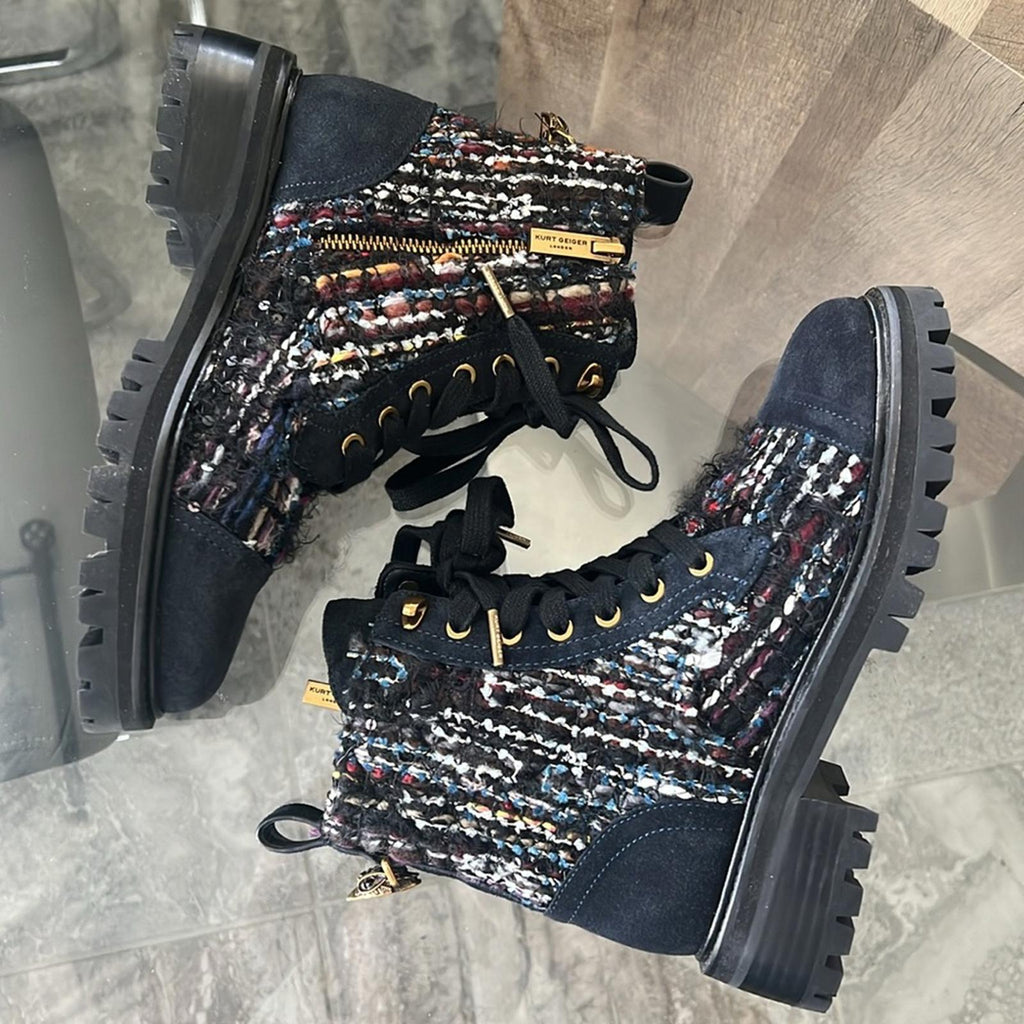 Kurt Geiger London Kensington Lace-Up Combat Boots, Size 35.5 New in Box