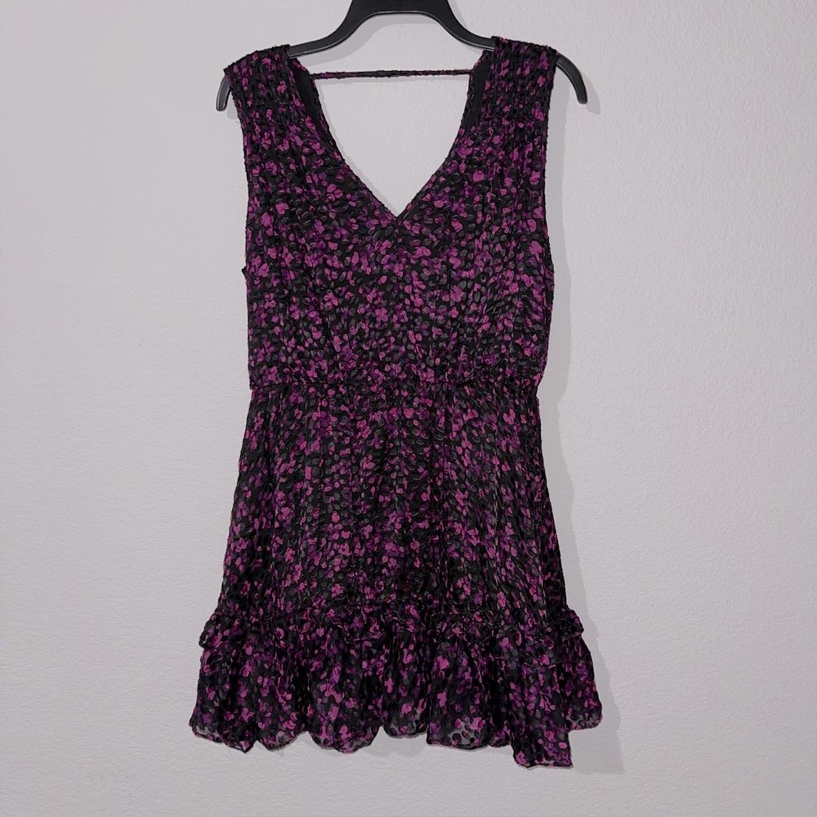 Ramy Brook Romina Printed Mini Cocktail Dress in Plum/Black, Size 6 NWT $495