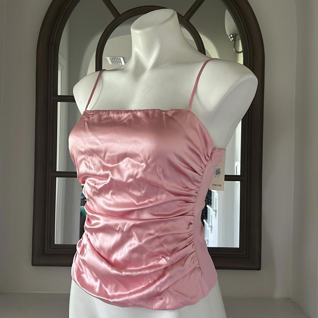 Cinq à Sept Jaylin Ruched Stretch Silk Camisole, Pink Quartz Size S New w/Tag