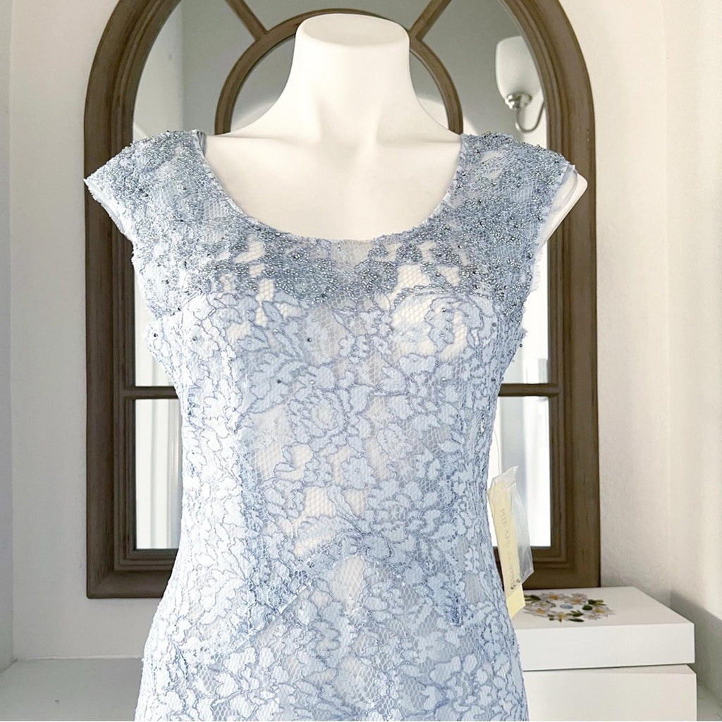 Mikael Aghal Sheer Lace Maxi Dress, Size 8 New w/Tag Retail ~ $495