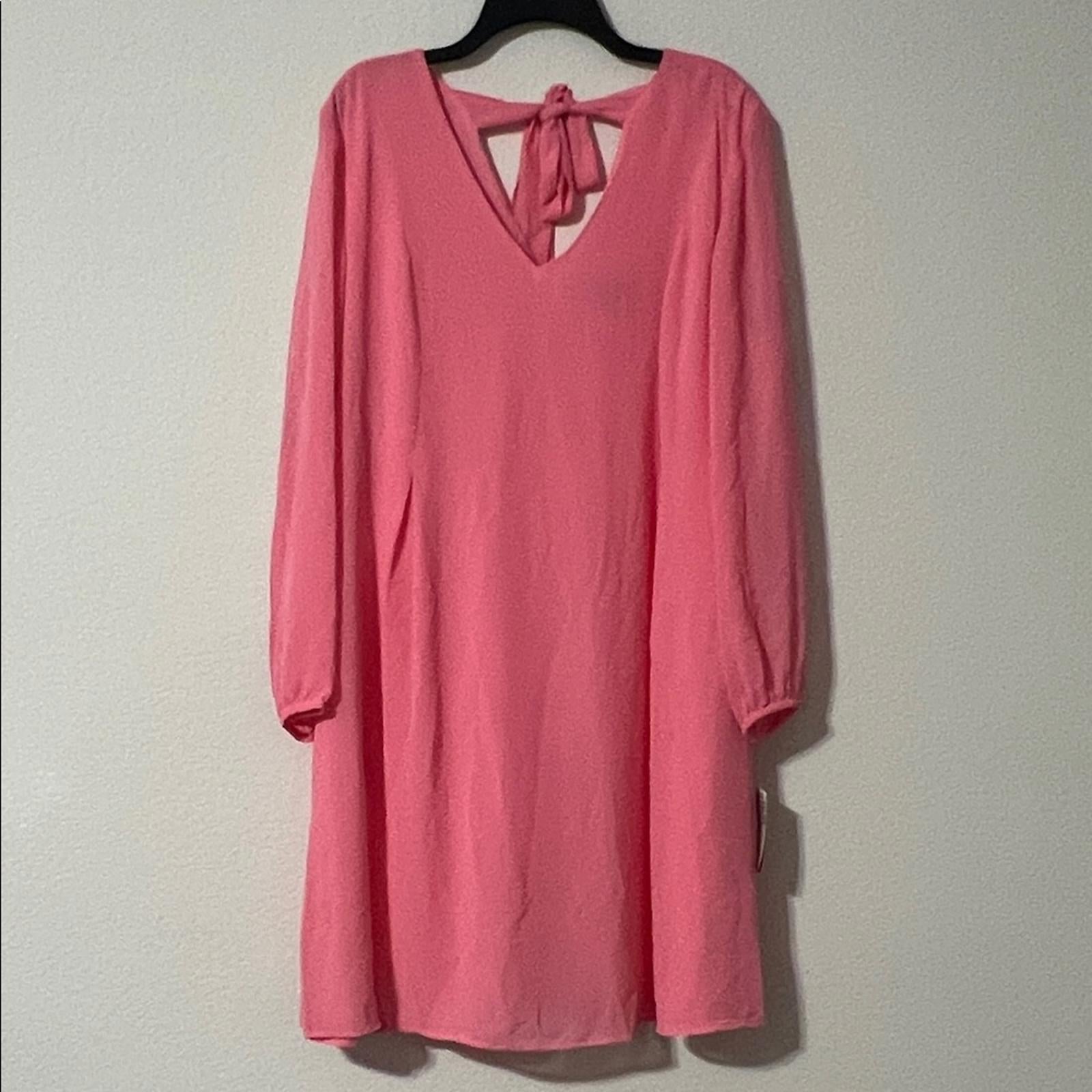 INC International Concepts Chiffon Short Shift Dress w/Long Sleeve, Size 1X, NEW