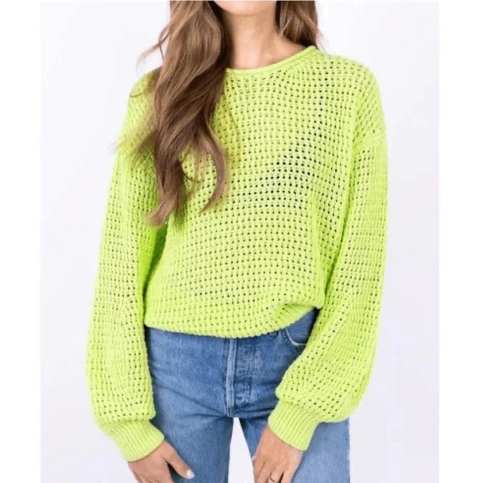 New A.L.C Loose Knit Sweater in Lime Green, Size XL New w/Tag Retail $350