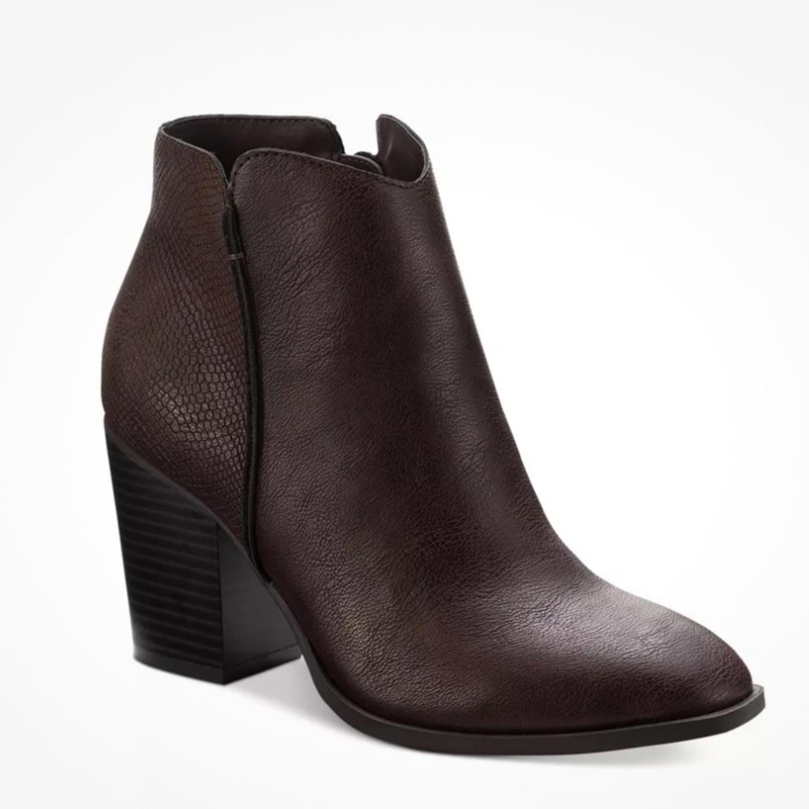 Sun+Stone Graceyy Cut-Outs Block Heel Booties in Brown, Size 12 NEW $79.50