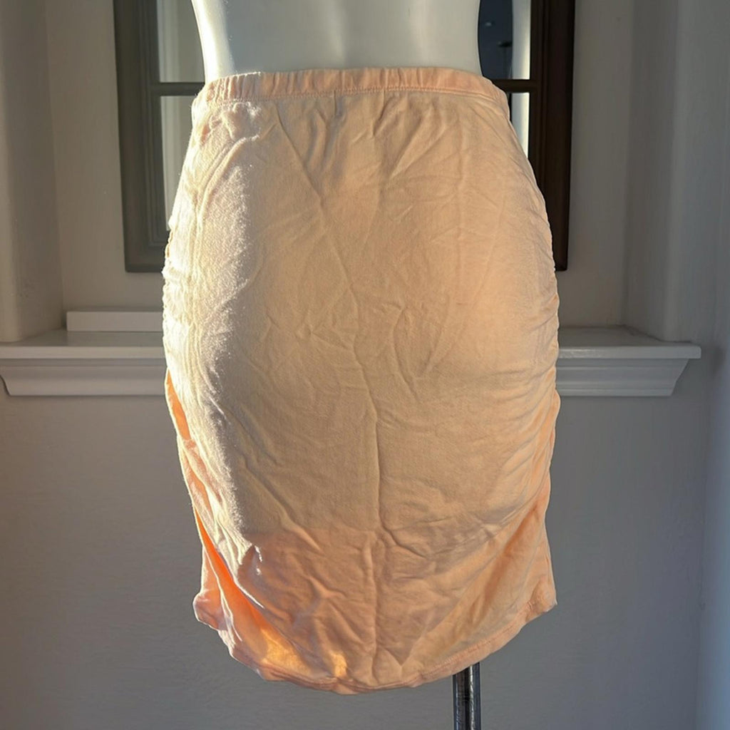 Sundry Anthropologie Peach Mini Skirt w/Side Ruching, Size 2(Medium) Retail $106