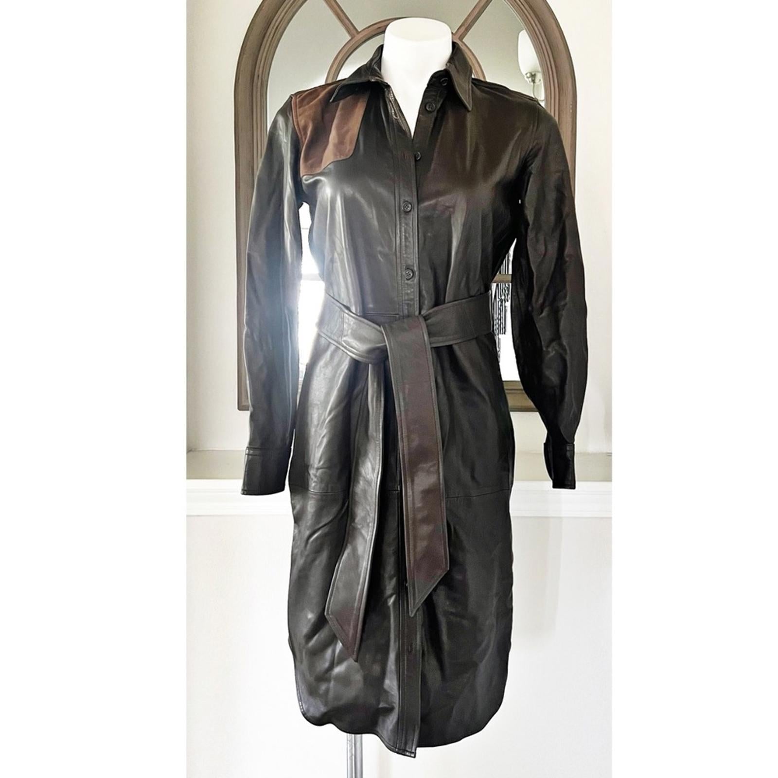 Lauren Ralph Lauren BLACK LABEL Goat Suede Dress in Brown Size 2 New w/Tag $895