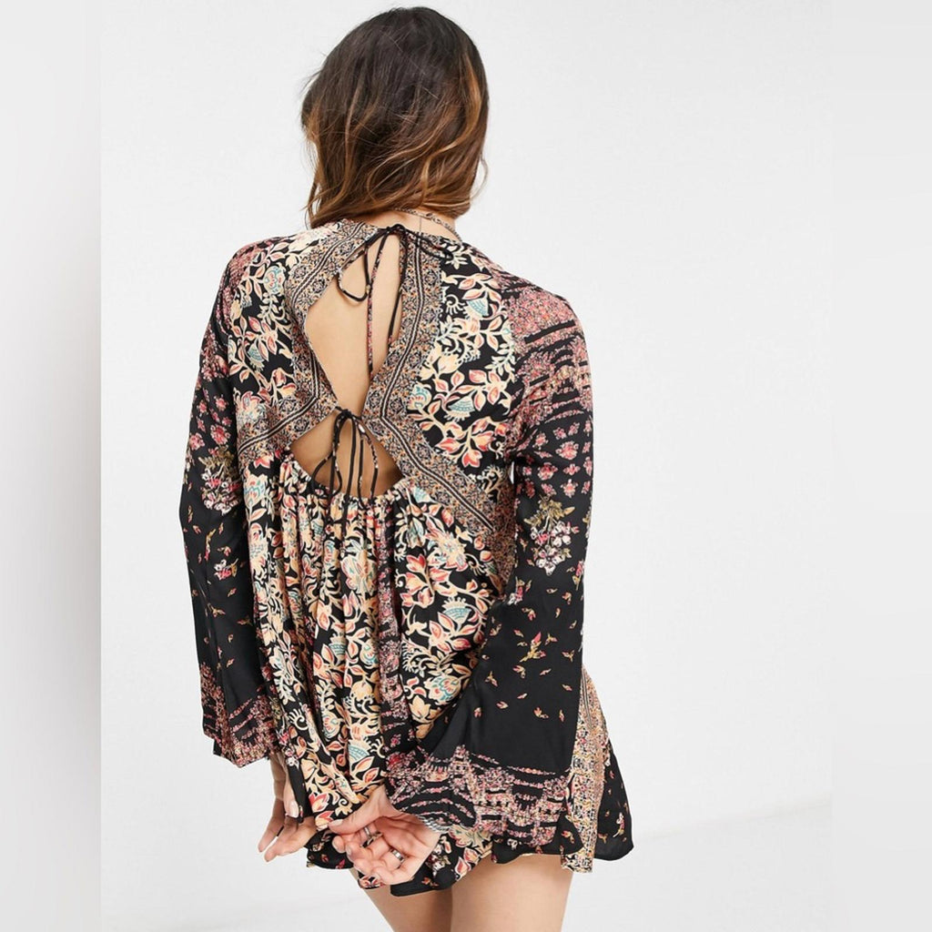 NEW Free People Stevie Printed Tunic-Black, Size XS New w/Tag Retail $128