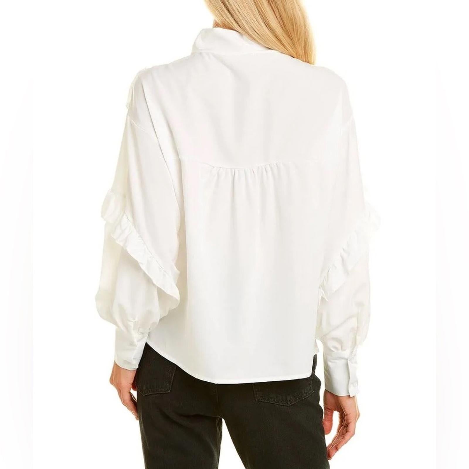 To My Lovers Ruffled Tie Sash Blouse in White, Size S New w/Tag $160