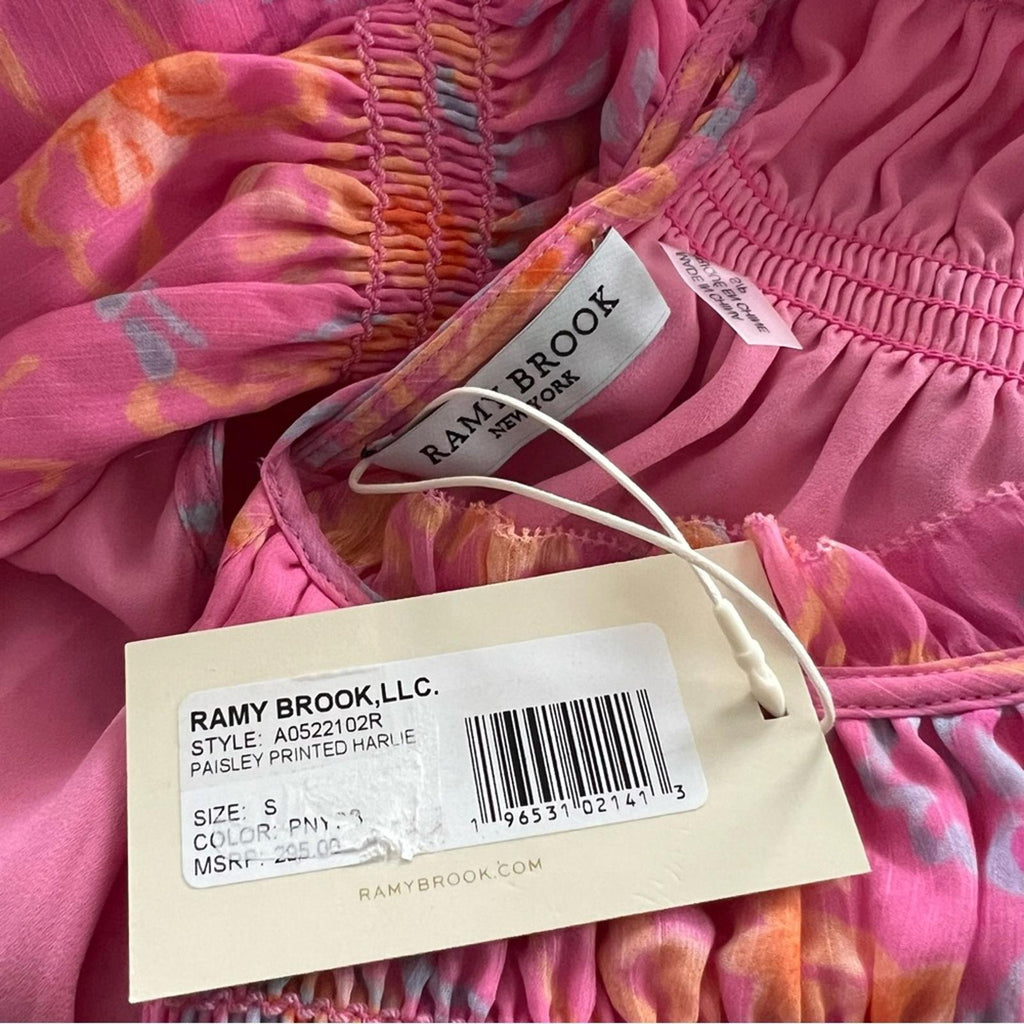 Ramy Brook Harlie Paisley Halter Neck Tank Top, Pink Size S New w/Tag $295