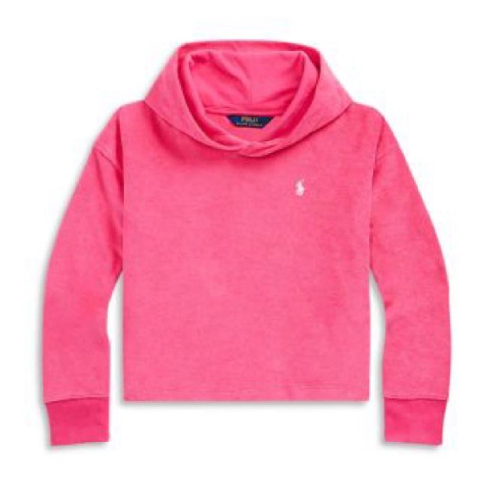 Ralph Lauren Girls' Terry Boxy Hoodie in Watch Hill Pink, Size L(12-14) NWT $65