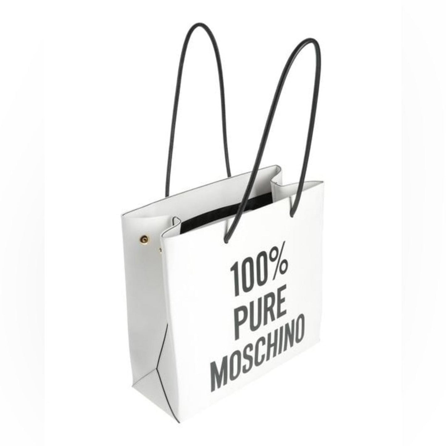 Moschino “100% PURE MOSCHINO” White Leather Shoulder Bag, New with Tag