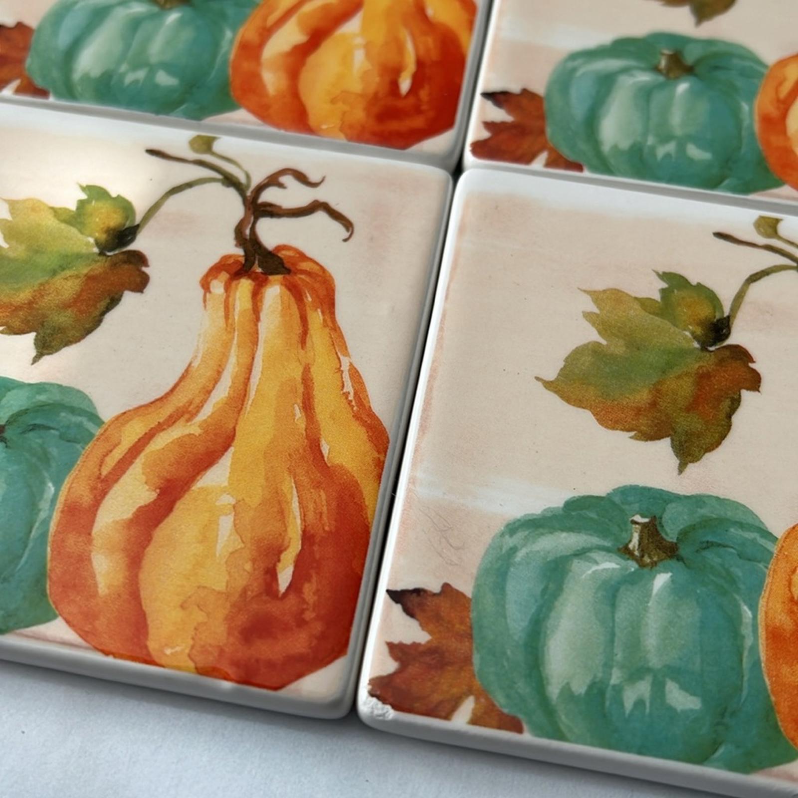 Thanksgiving Party Coaster Set of 4, New w/Tag