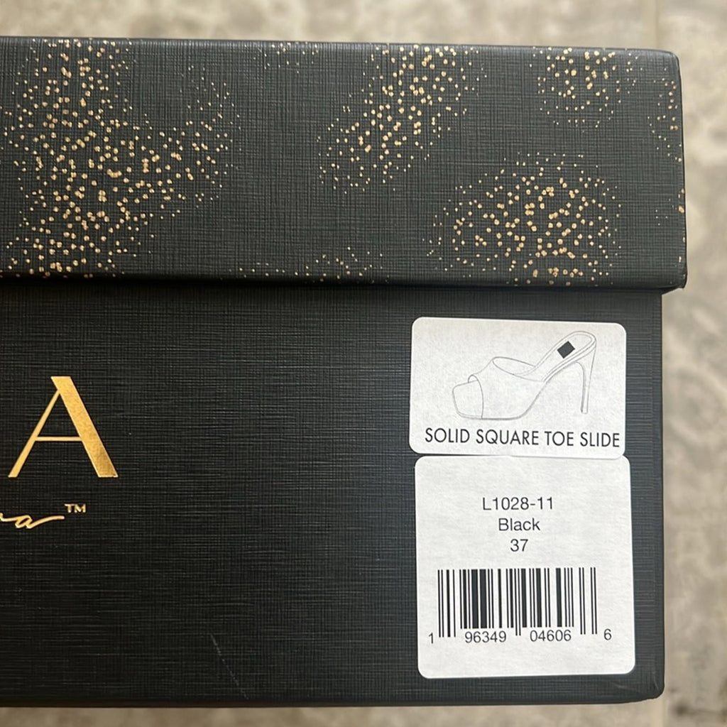LITA by Ciara Black Solid Square Toe Slide Sandals, L1028-11 Size 37 New in Box