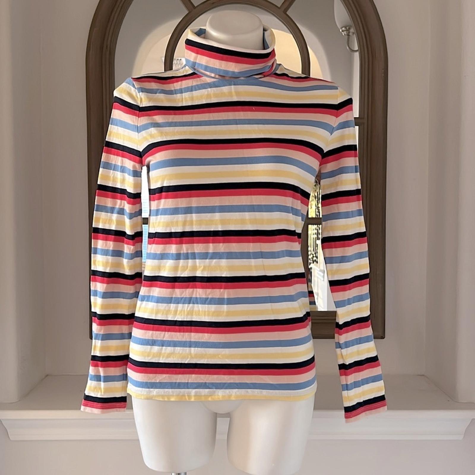 NEW Talbots Colorful Striped Turtleneck Tee, Size Small EXCELLENT!