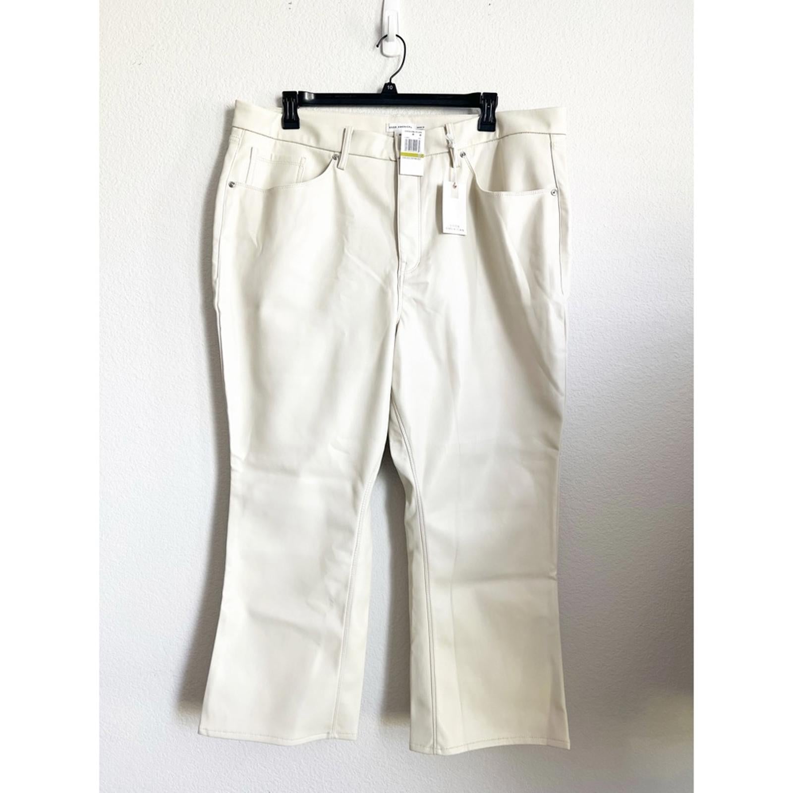 Good American Better Than Leather Mid Rise Cropped Mini Bootcut Jeans, Size 22