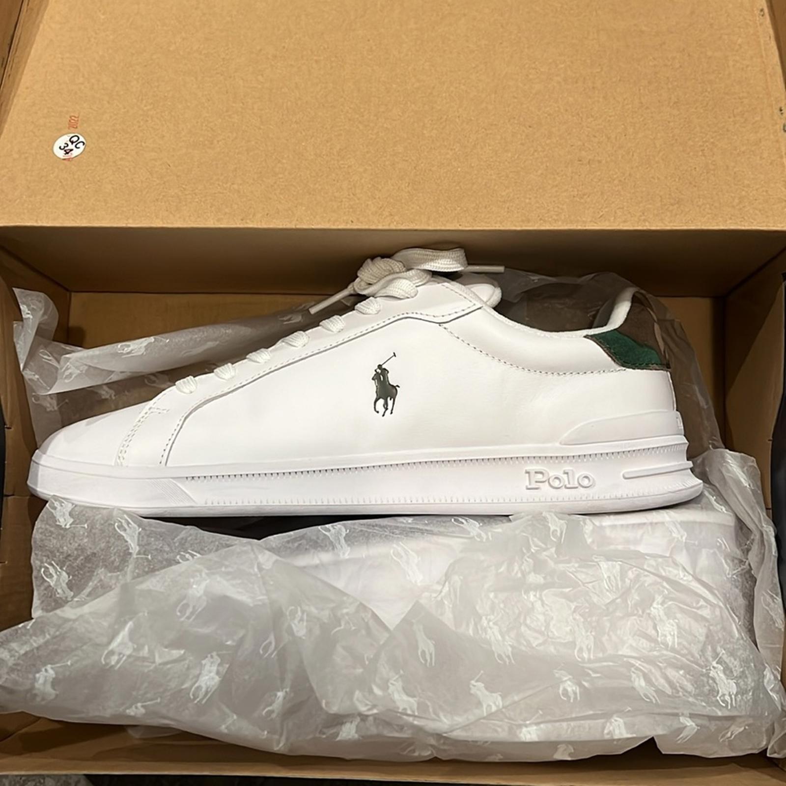 Polo Ralph Lauren Heritage Court II Sneaker White Camo Leather Sneakers Size 9.5