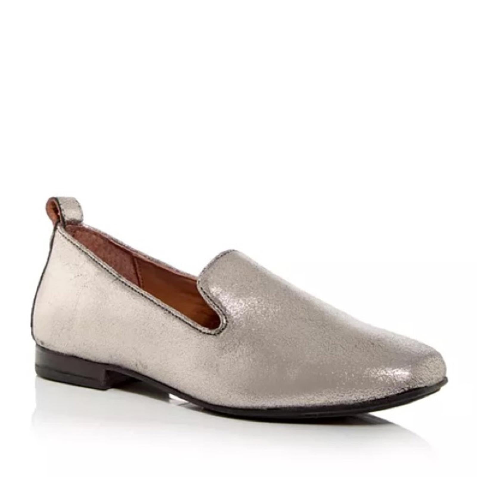 Gentle Souls Morgan Smoking Slipper Loafers, Pewter Leather, Size 9