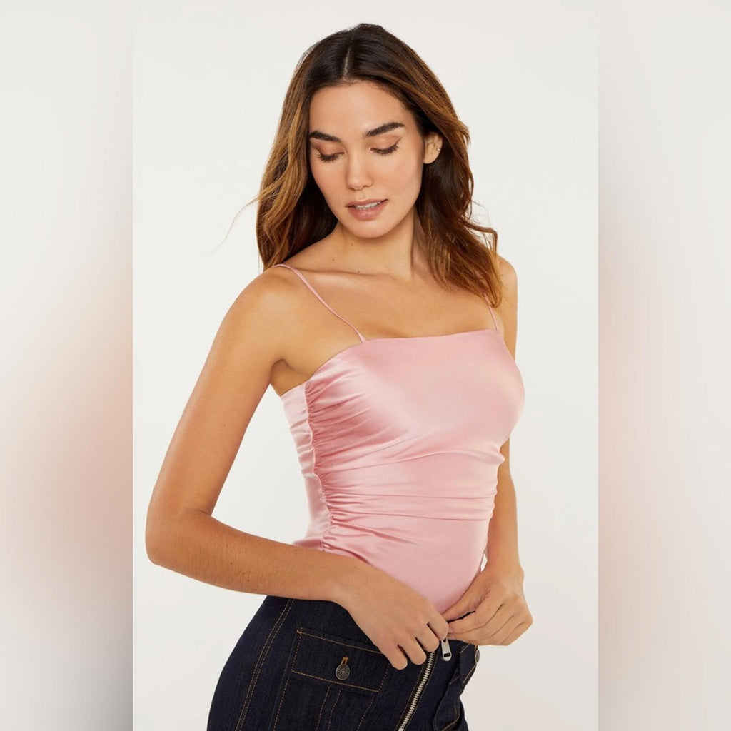 Cinq à Sept Jaylin Ruched Stretch Silk Camisole, Pink Quartz Size S New w/Tag