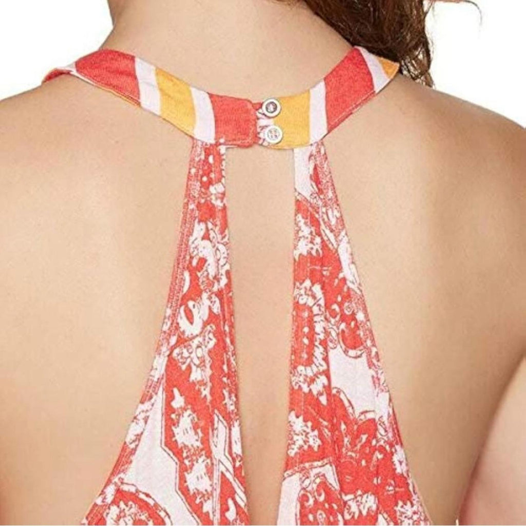 NEW Free People Halter Tunic, Linen Blend Top in Red Lavender Size S New w/Tag