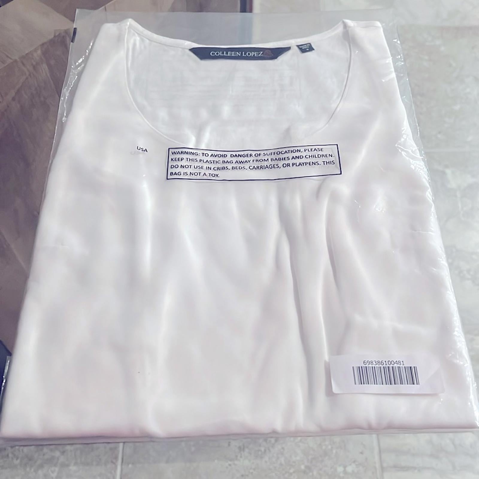 Colleen Lopez Scoop Neck Tank Top in White, Size S, New w/Tag