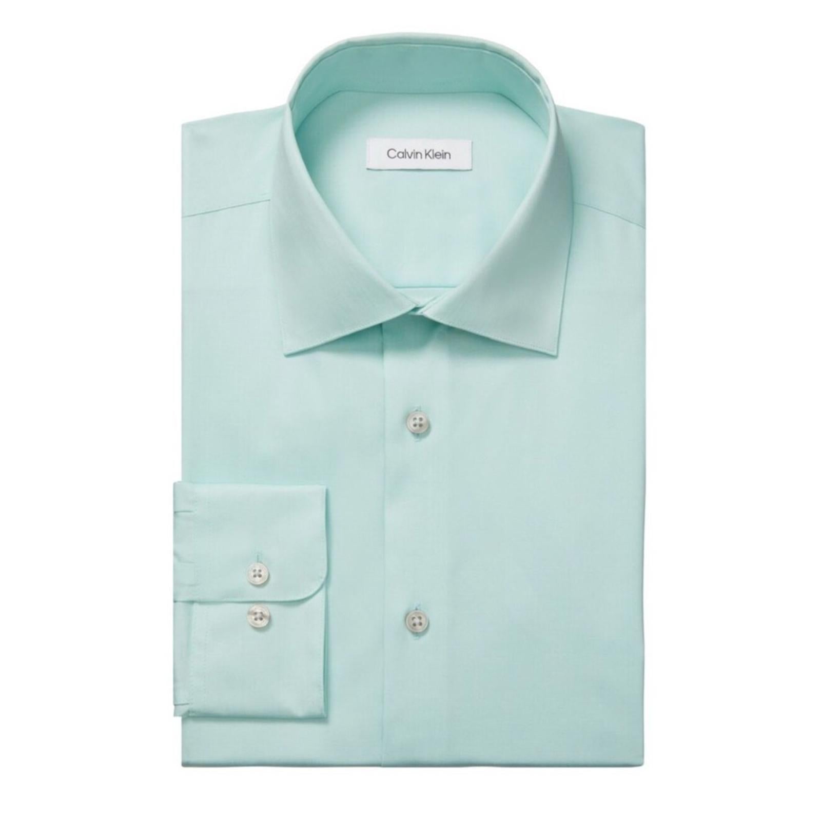 Calvin Klein Steel Slim-Fit Stain Shield Dress Shirt Green Size 17.5 (32/33) NWT