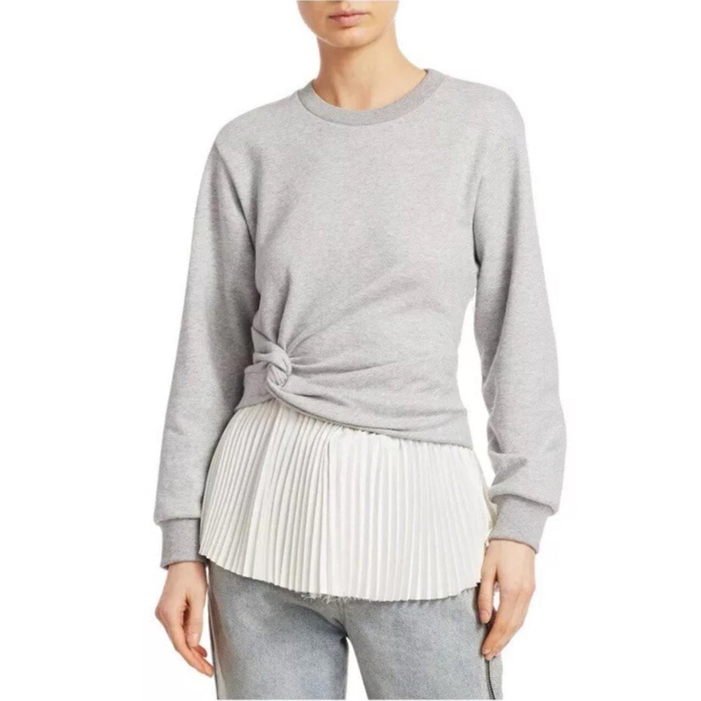 3.1 Phillip Lim Twist Detail Pleated Peplum Long-Sleeve Top, Size S Retail $375