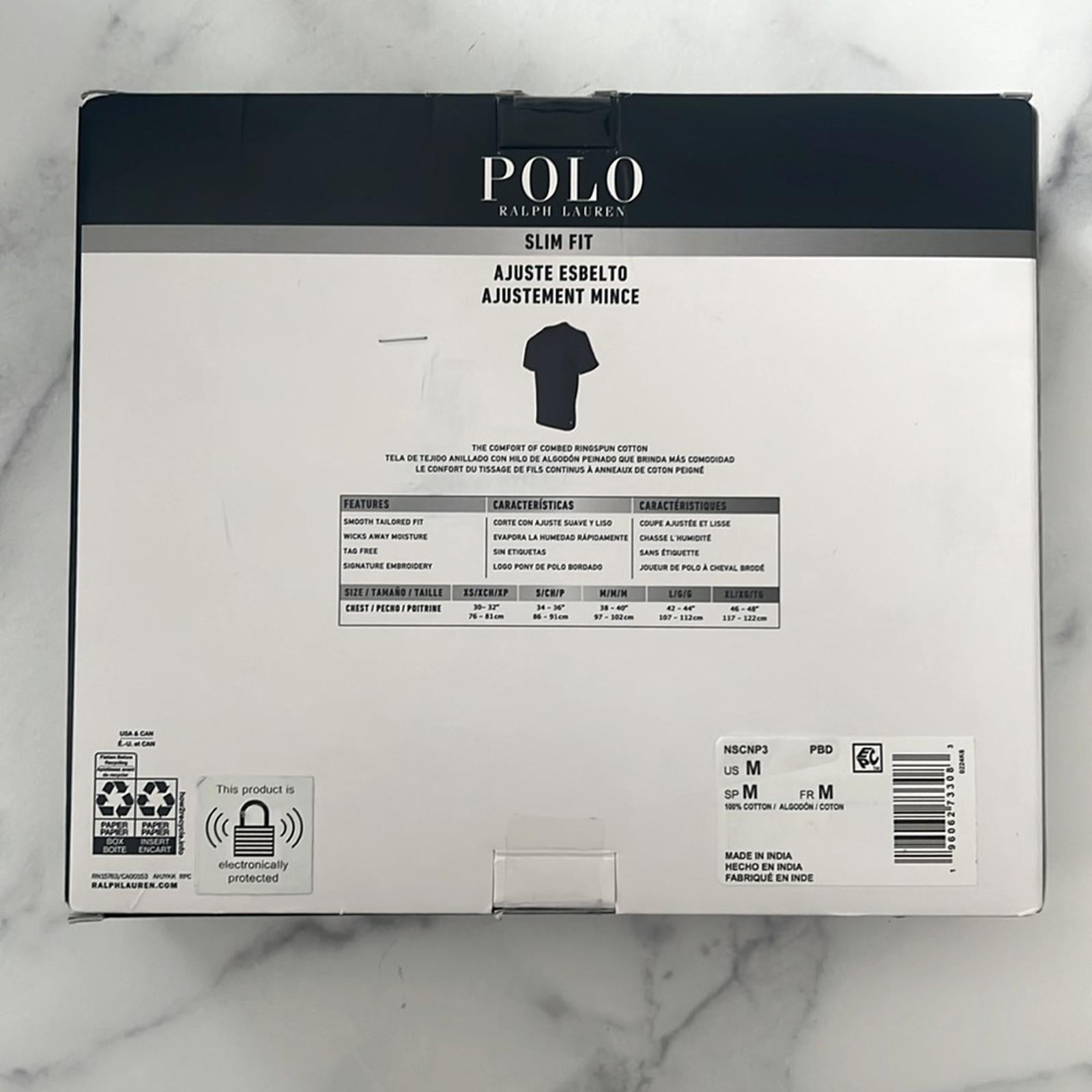 3-Pack Polo Ralph Lauren Black Crew Neck T-Shirts, Size M New in Box