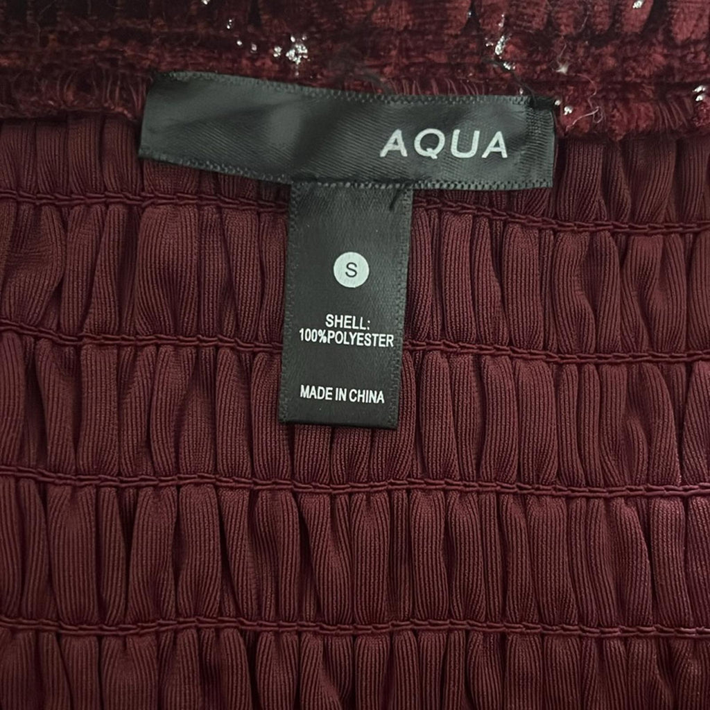 Aqua Velvet Smocked Mini Dress in Burgundy w/Star Print, Size S New w/Tag $88