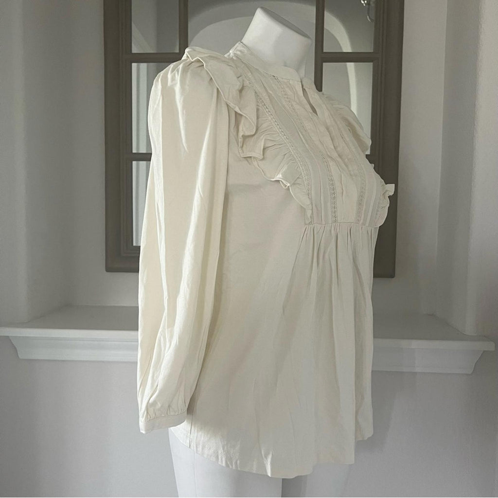 Lauren Ralph Lauren Ruffle Blouse in Winter Cream, Size XXL New w/Tag