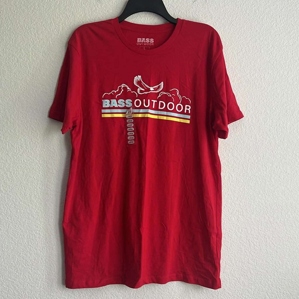 Bass Outdoor Men’s Cotton Logo Graphic T-Shirt in Mountain Red, NEW, Size L