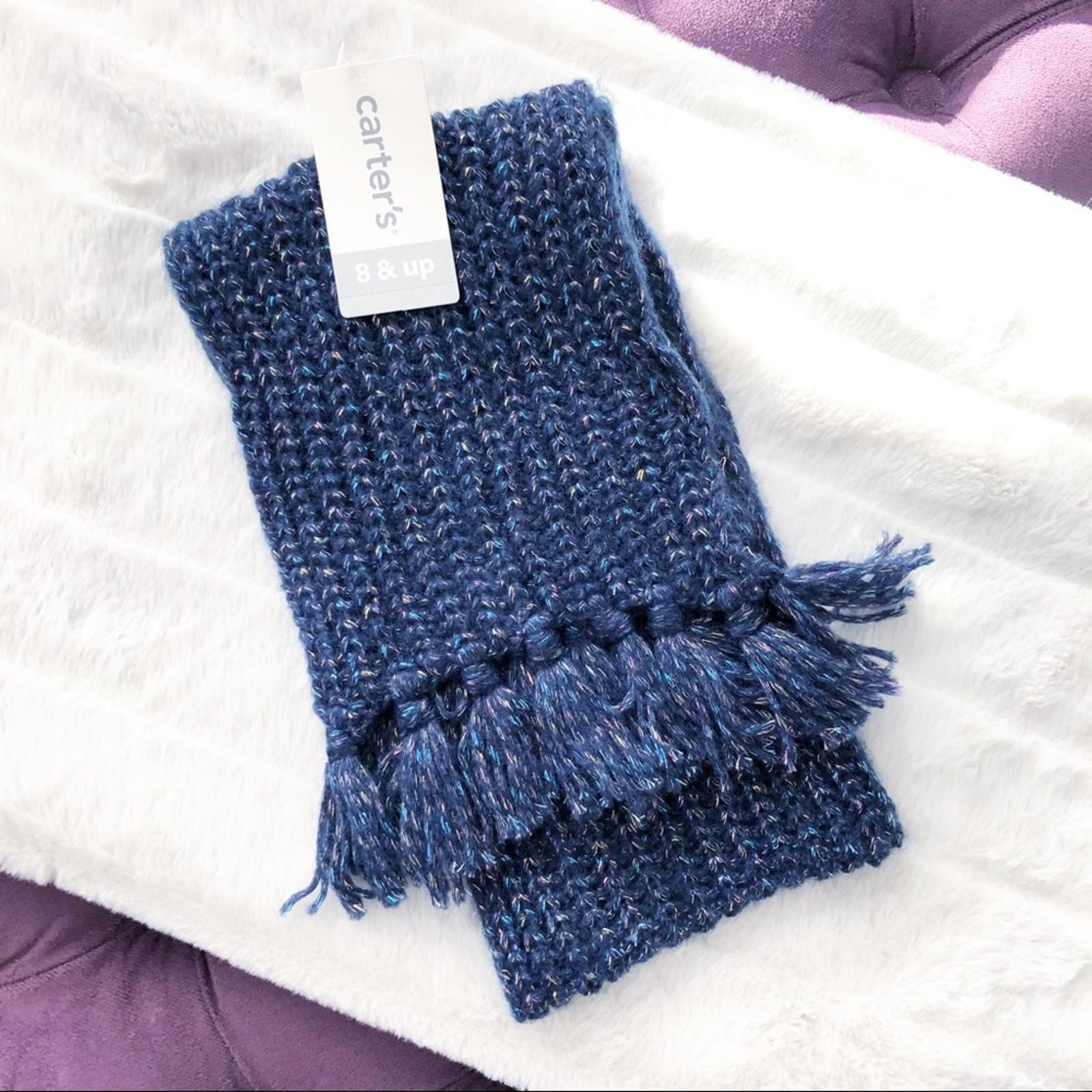 Carter’s Navy Sparkly Cable Knit Scarf, Unisex, Size 8 & Up