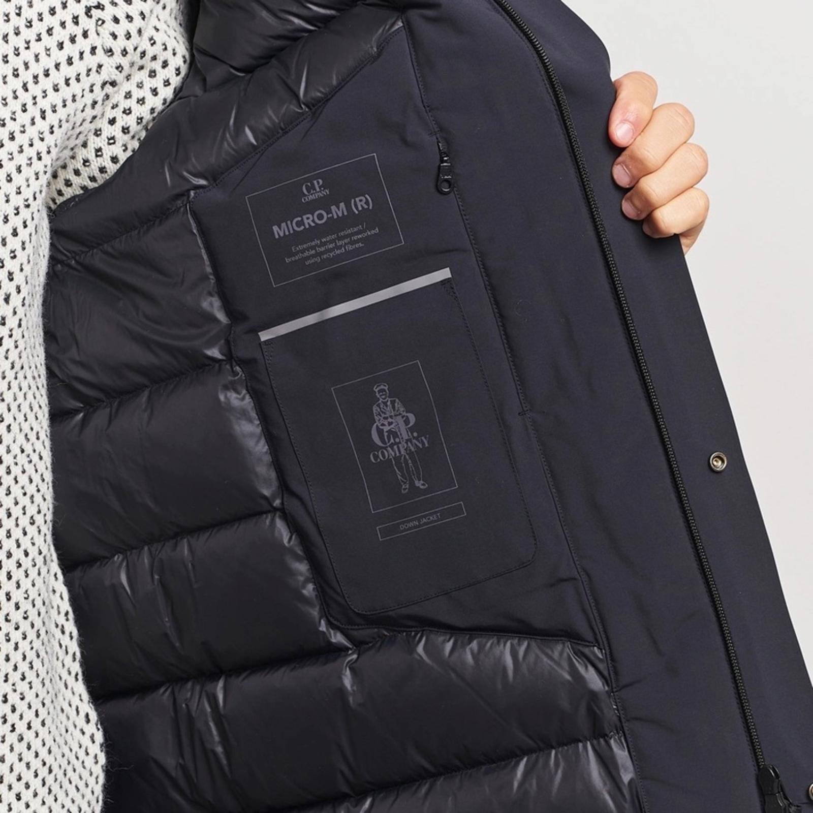 C.P. Company Micro M Re-Cycled Long Parka Coat, Black Size 52/XL NWT Retail $925