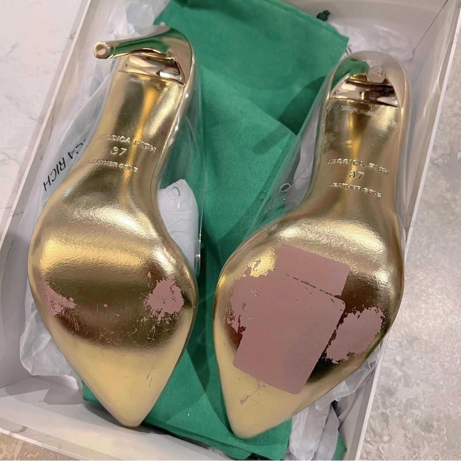 Jessica Rich Fancy Stiletto Clear Vinyl Pumps, Gold Size 37 NEW in Box