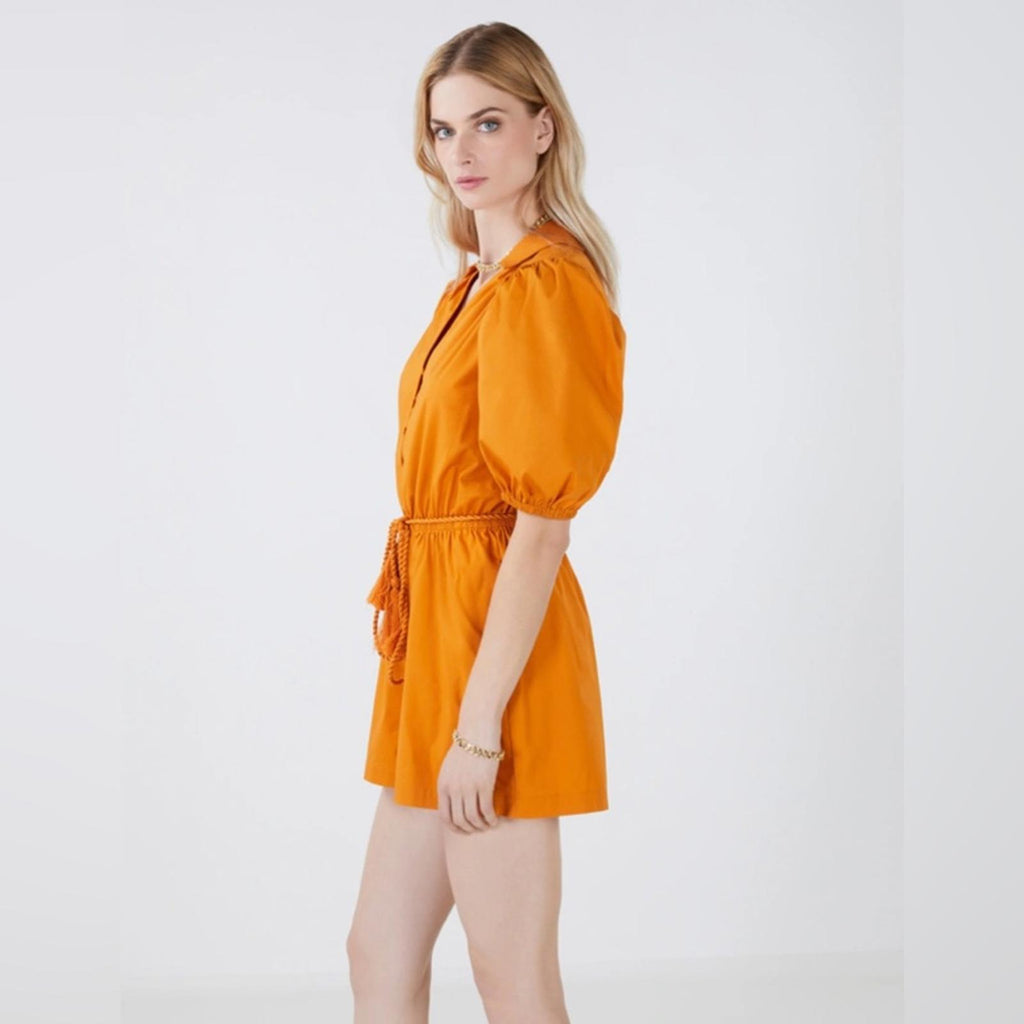 BCBG Maxazria Tassel Tie Romper in Golden Oak, Size XL New w/Tag Retail $238