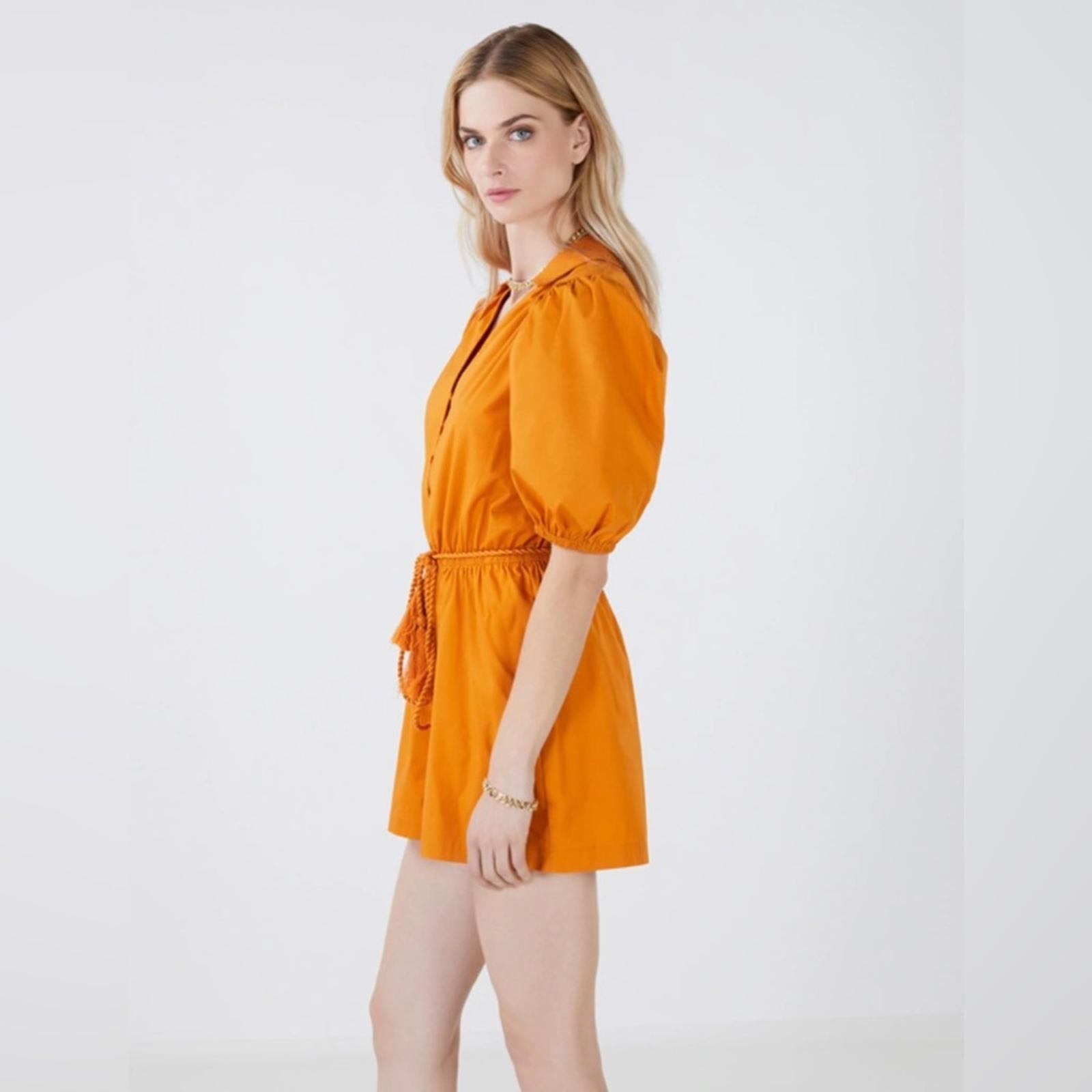 BCBG Maxazria Tassel Tie Romper in Golden Oak, Size XL New w/Tag Retail $238