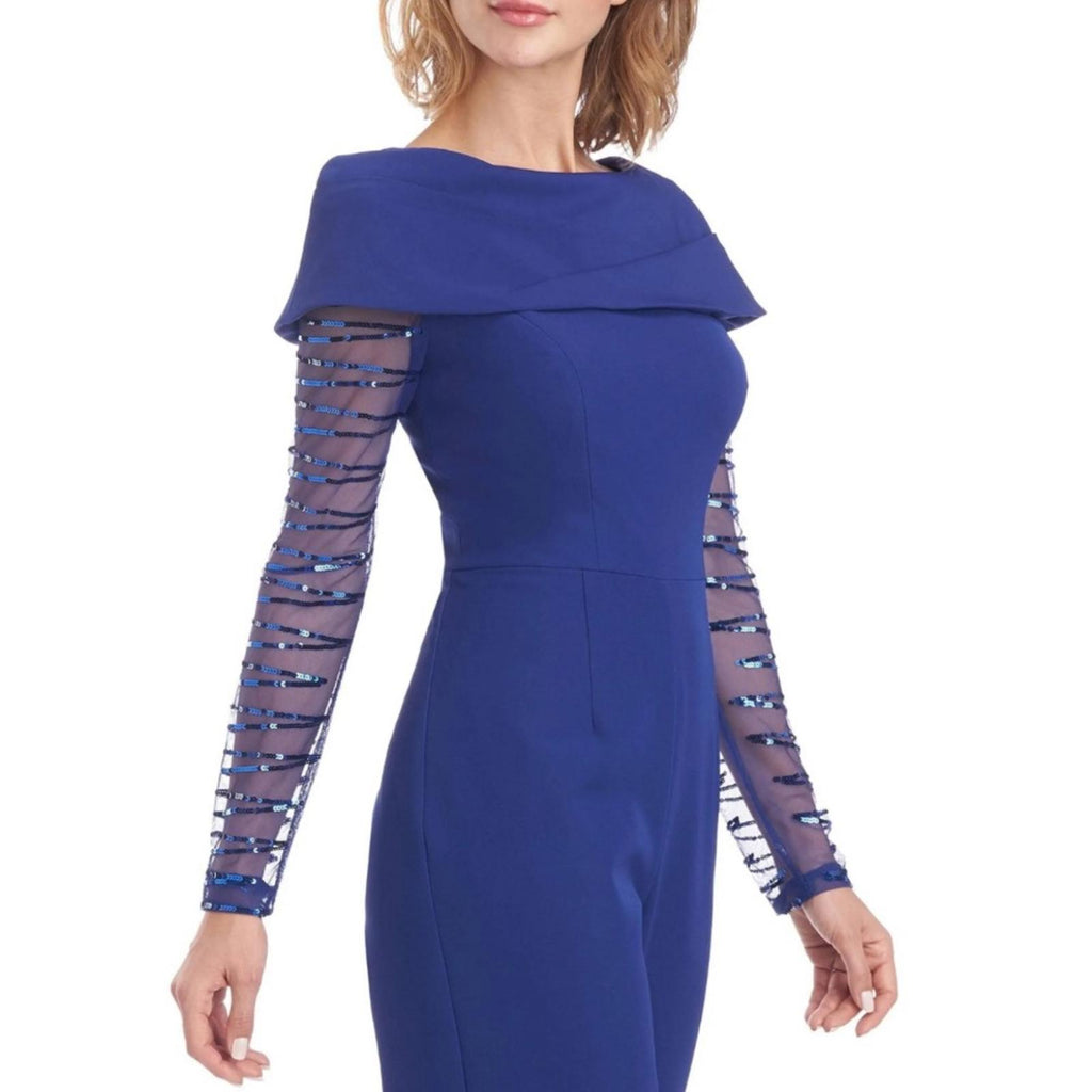 JS Collections Sequined Pintuck Jumpsuit in Blue, Size 4 New w/Tag, Retail $298