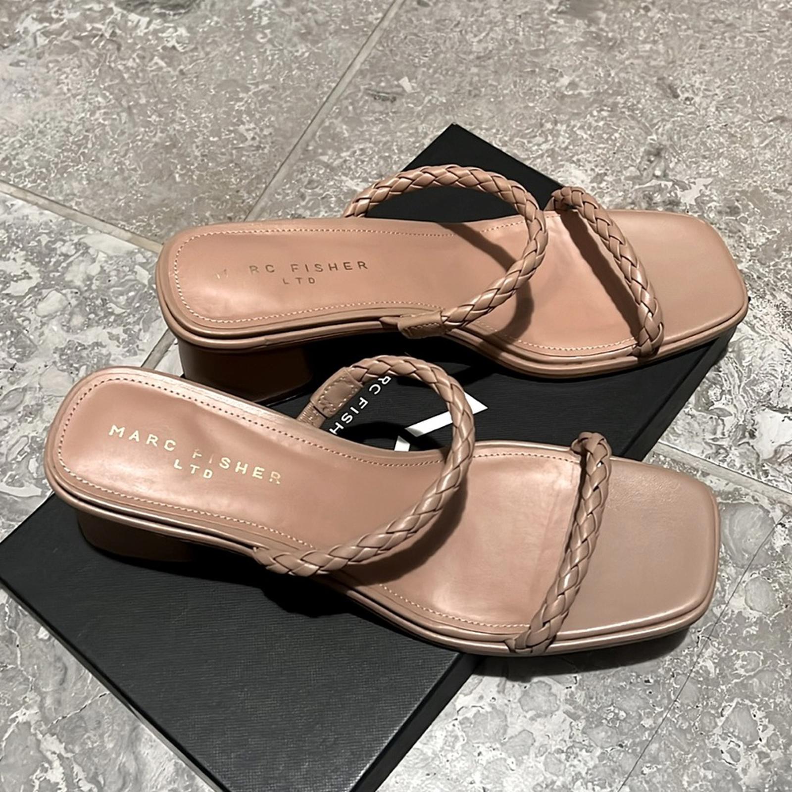 Marc Fisher LTD Thoral Braided Leather Sandals in Light Natural, NWT, Size 11