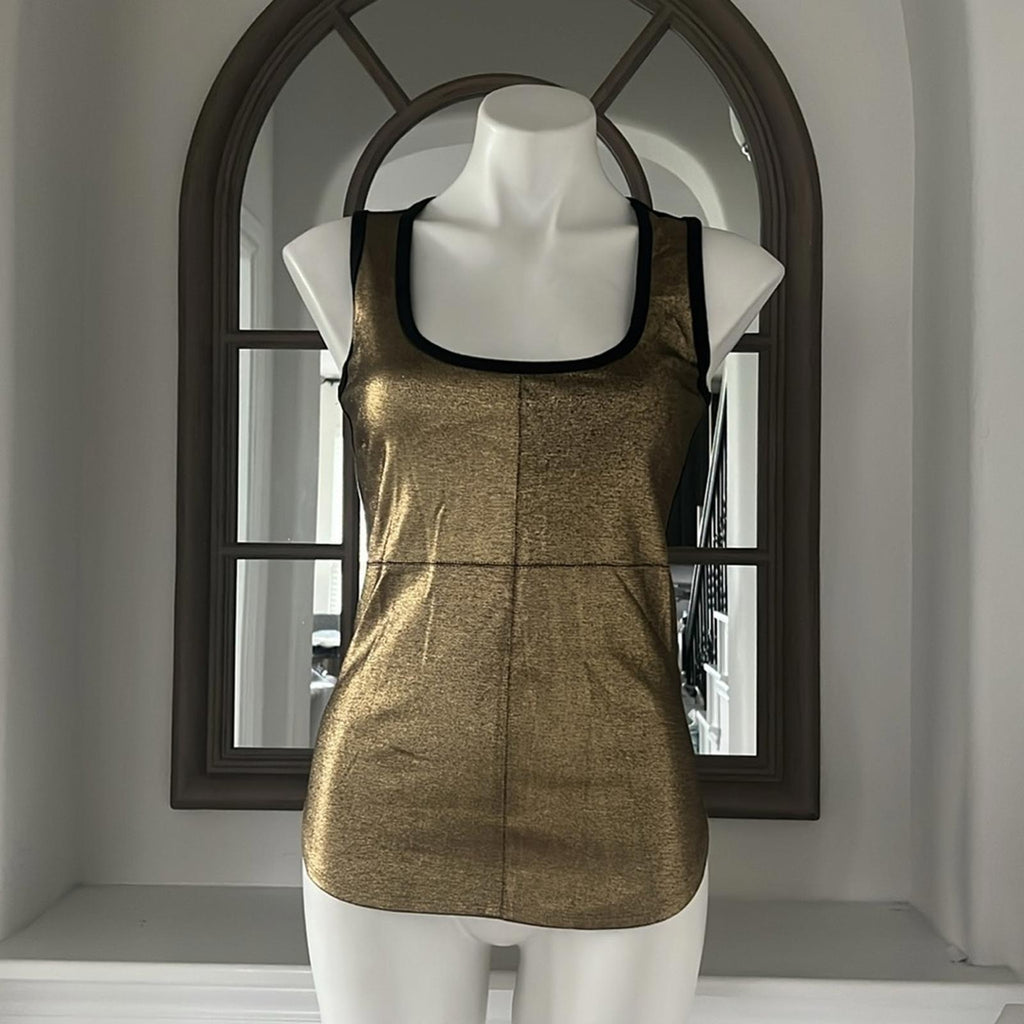 NEW Karen Kane Women’s Shell Metallic Front Tank Top, Size S Gold Copper Size S