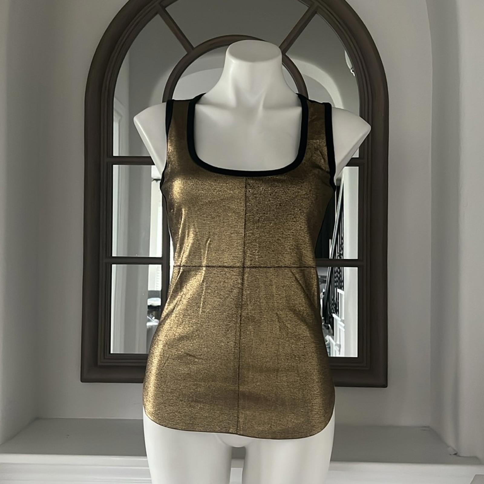 NEW Karen Kane Women’s Shell Metallic Front Tank Top, Size S Gold Copper Size S