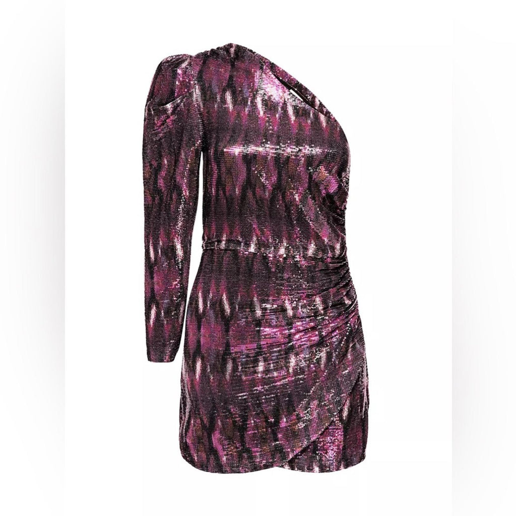 MISA Revolve Nova One-Shoulder Sequin Mini Dress, Purple Size M New w/Tag $370