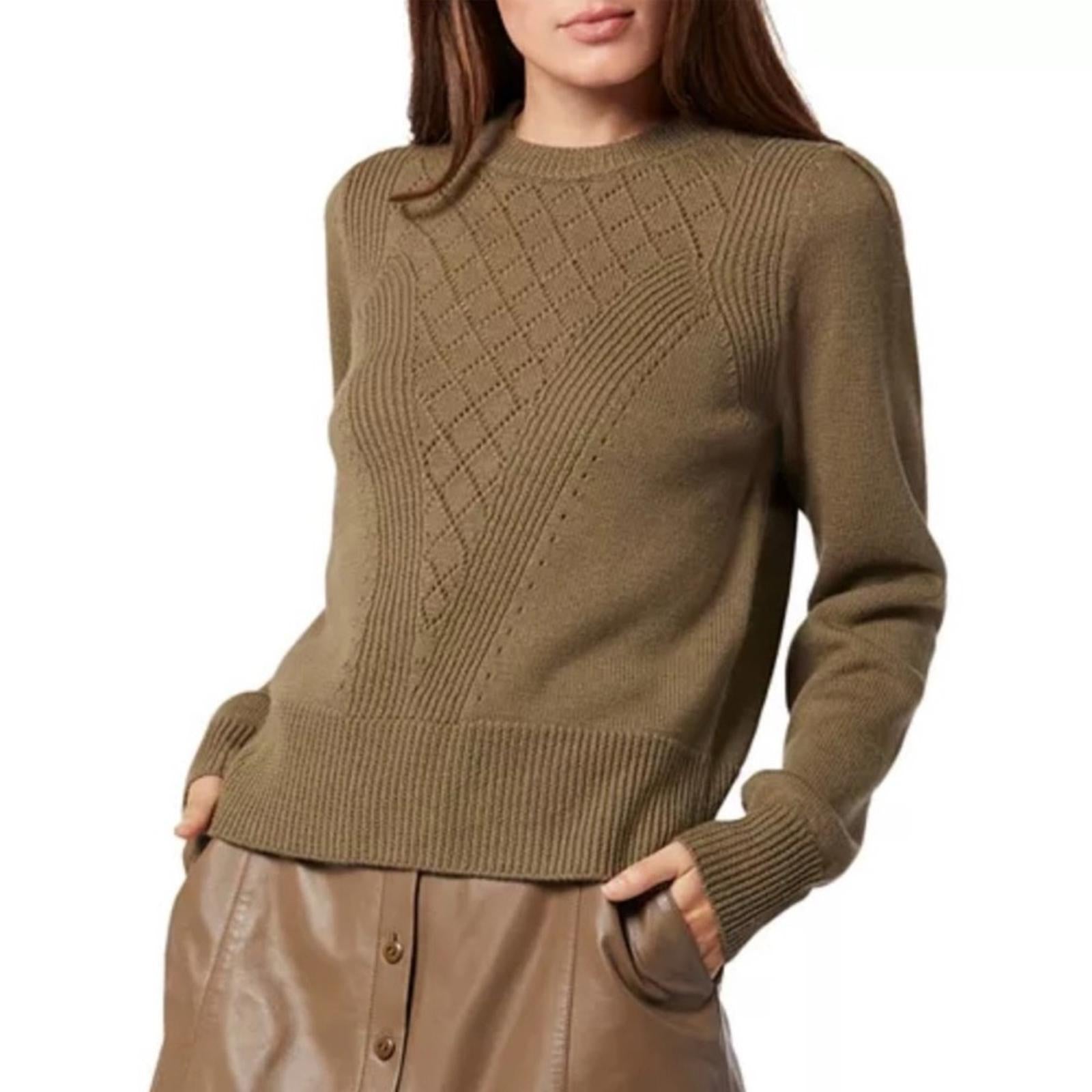 Joie Iena Pointelle Knit Sweater in Stone Grey, Size XS NEW w/Tag $328