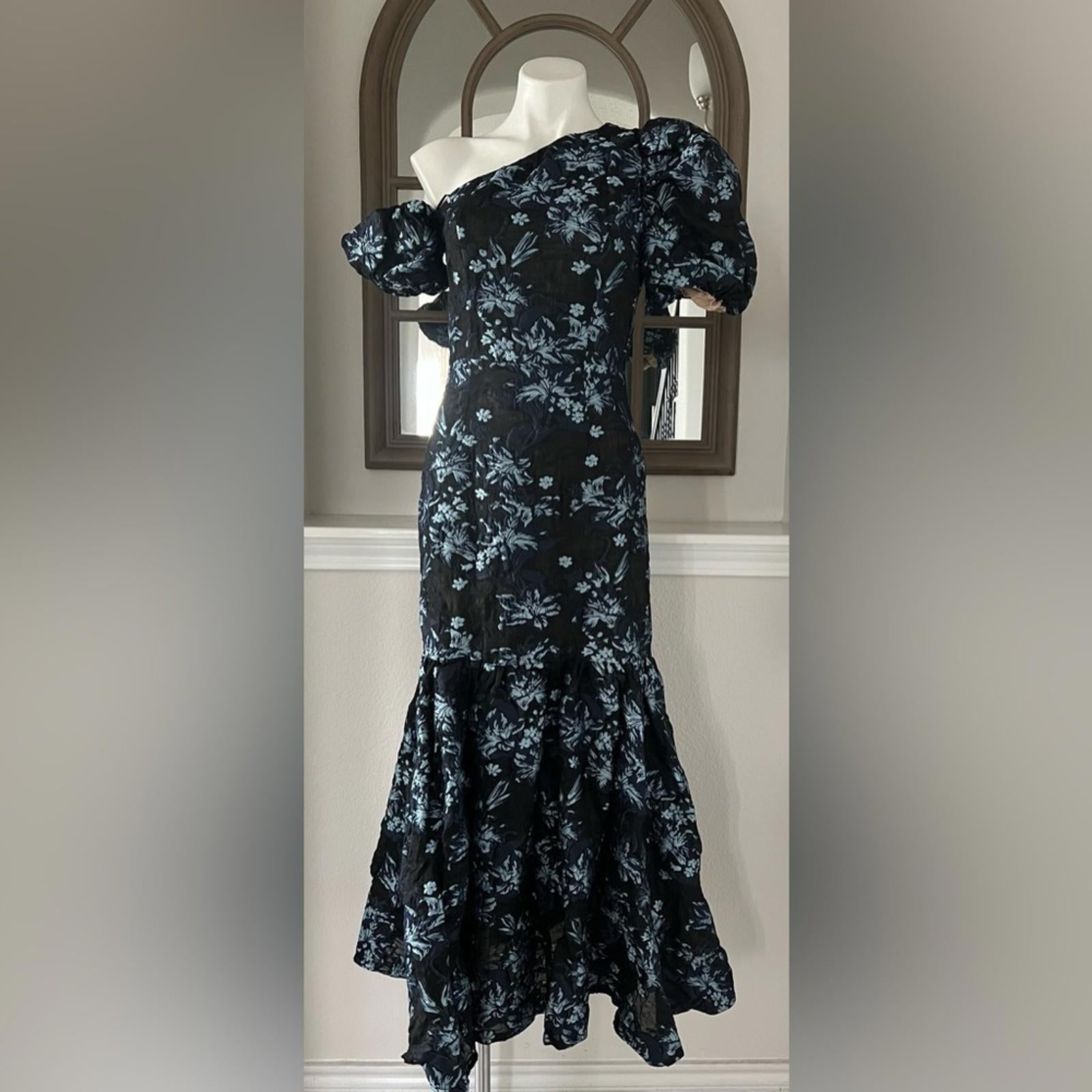Elliatt Planetary Asymmetric Jacquard Maxi Dress, Navy/Black, New w/Tag