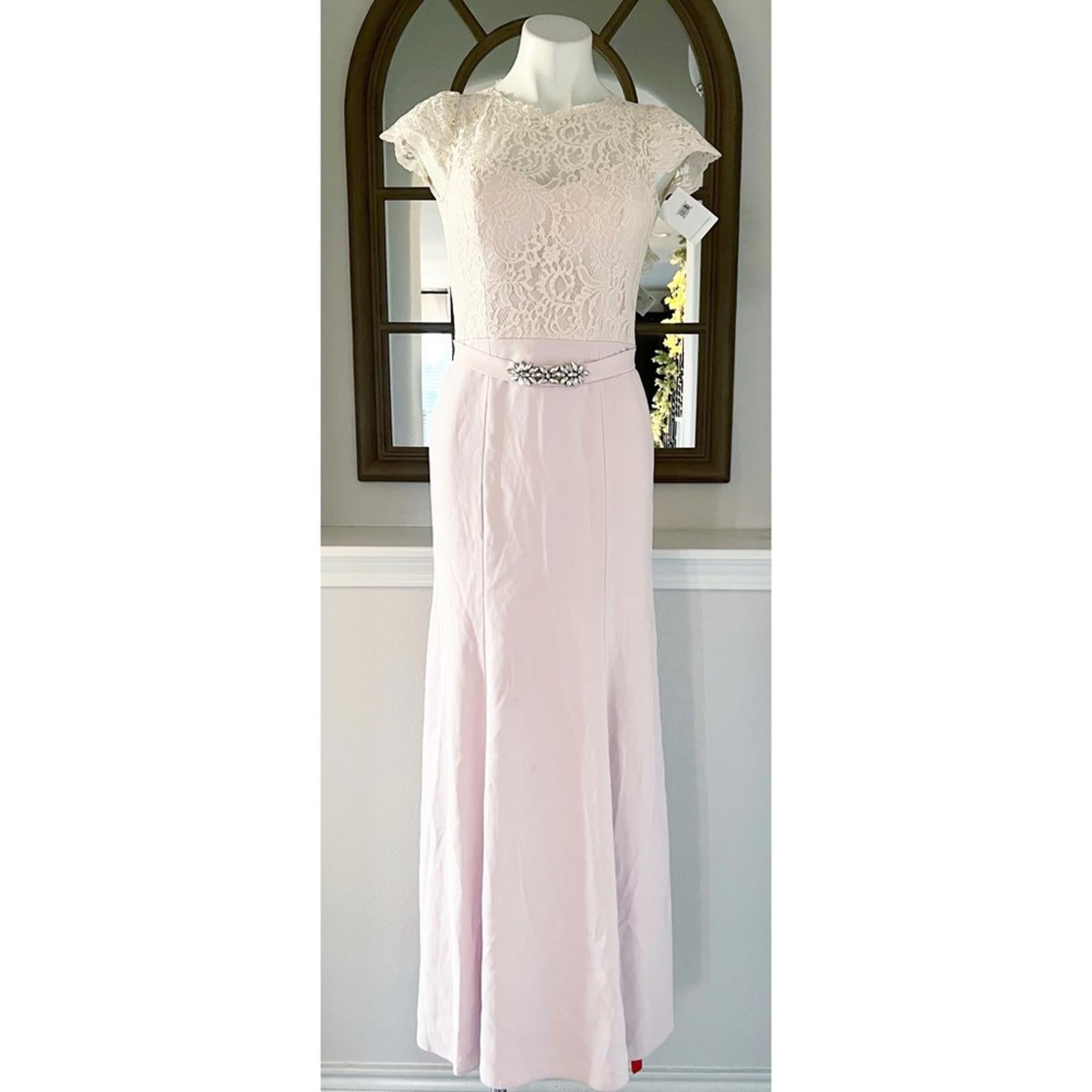 Jenny Packham Lace & Crepe Column Gown in Blush Pink, Size 4, New w/Tag $290