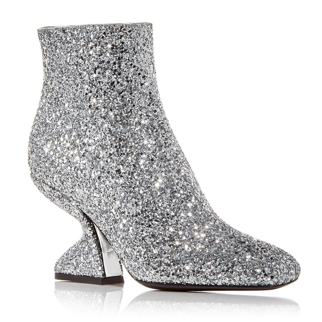 Salvatore Ferragamo Glitter Sculptural-Heel Zip Booties Size 10 New in Box $1295