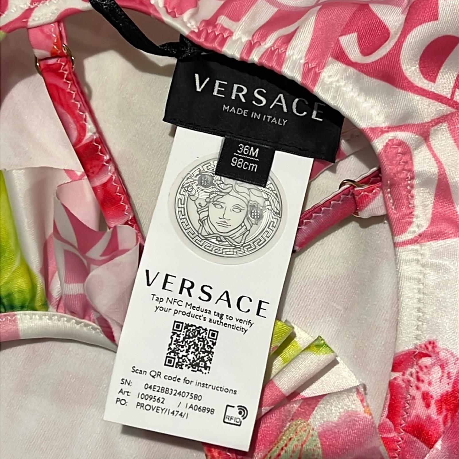 Versace Girls' Orchid & Logo Print Swimsuit - Size 36 Months New w/Tag